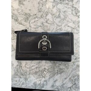 Coach Soho Black Leather Buckle Wallet and Handbag Set Silver Hardware Vintage